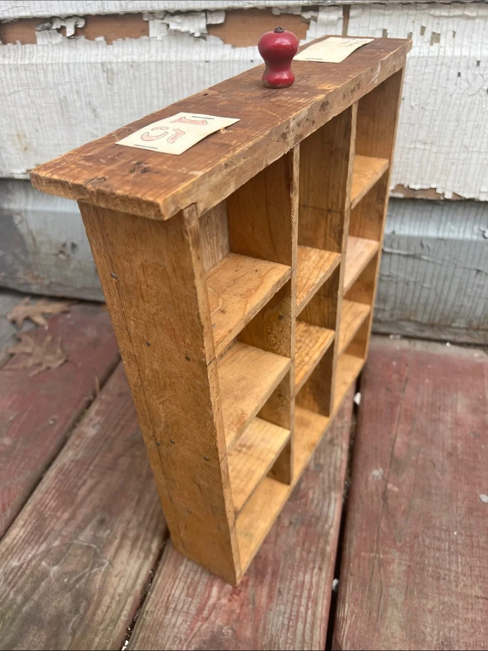 Natural Wood Multi-Compartment Wall Display Shelf - Brown